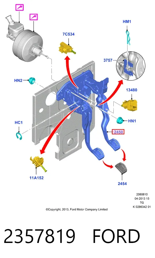 Soporte de pedales 2357819 Ford
