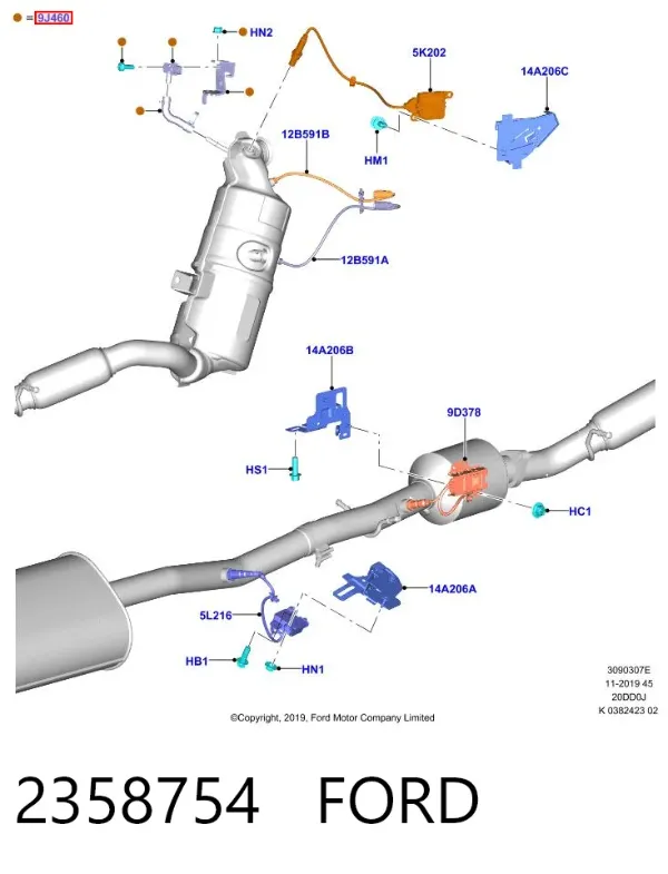 Sensor de presion gases de escape 2358754 Ford