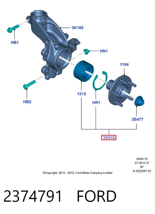 Cojinete de rueda delantero 2374791 Ford