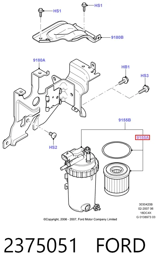 Filtro de combustible 2375051 Ford
