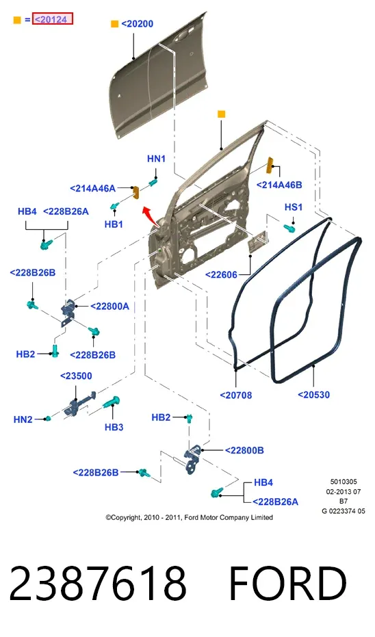 Puerta delantera izquierda 2387618 Ford