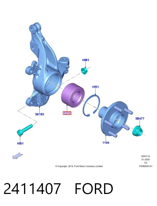Cojinete de rueda delantero 2411407 Ford