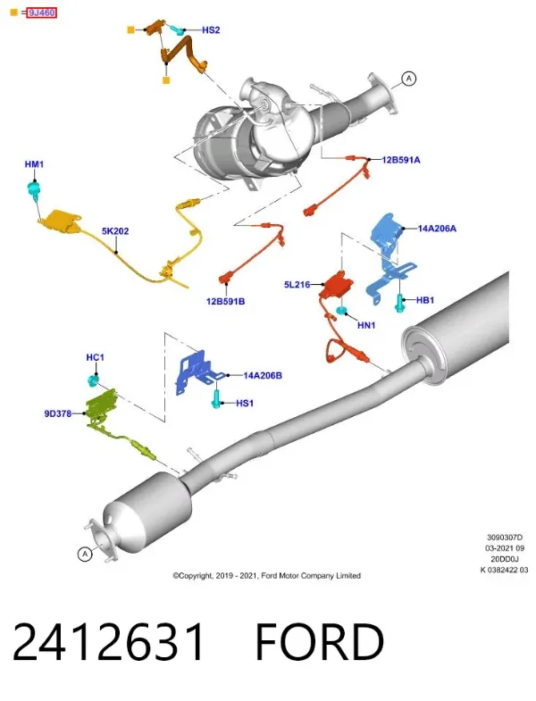 Sensor de presion gases de escape 2412631 Ford