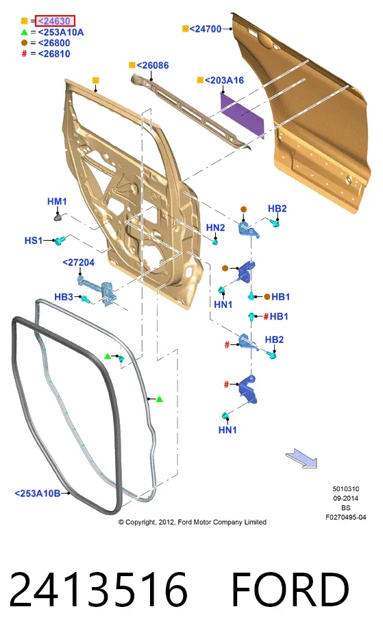 Puerta trasera izquierda 2413516 Ford