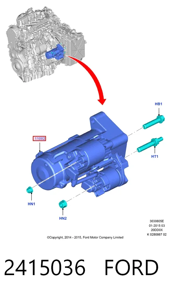 Motor de arranque 2415036 Ford