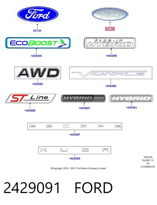 Emblema Ford Kuga III