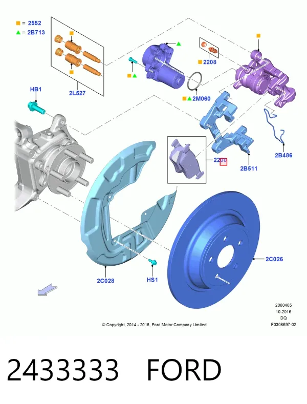 Pastillas de freno traseras 2433333 Ford
