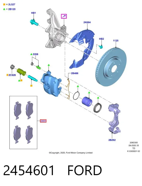 Pastillas de freno 2454601 Ford