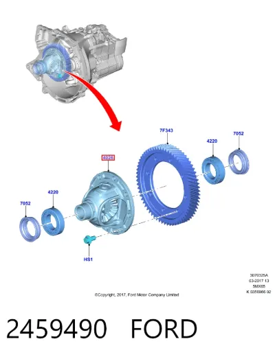 Corona y piñón del diferencial delantero FORD 2459490