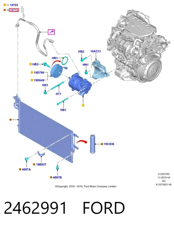 Condensador aire acondicionado 2462991 Ford