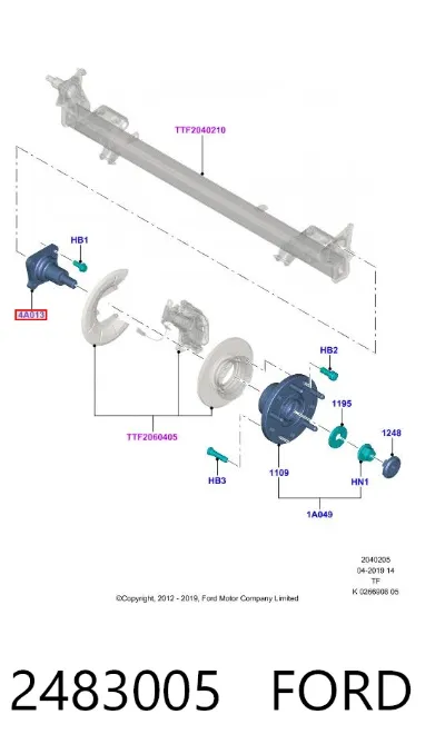 Mangueta trasera FORD 2483005