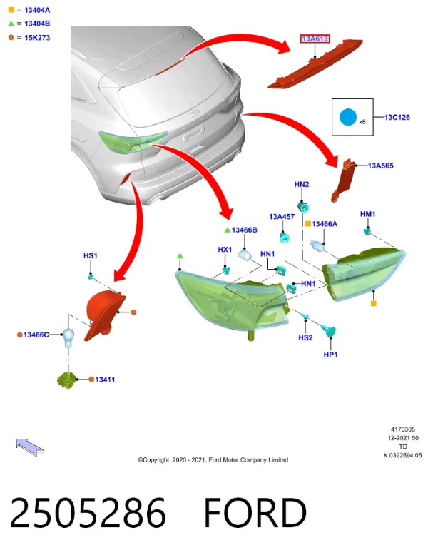 Tercera luz de freno Ford Kuga III