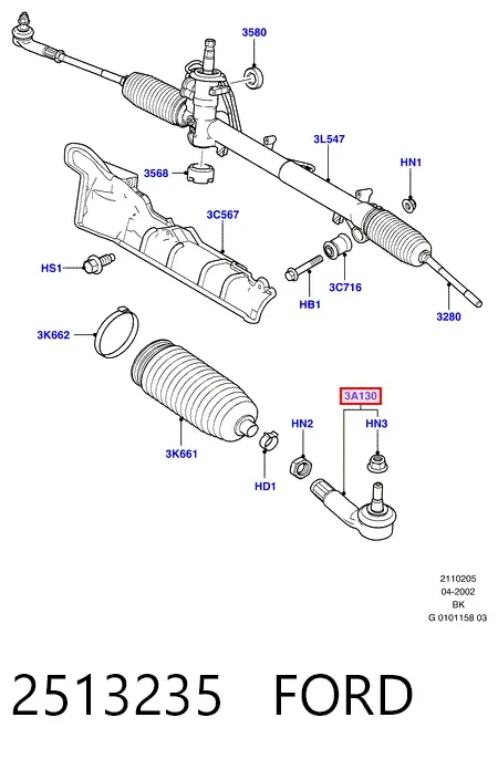 Rótula barra de dirección 2513235 Ford
