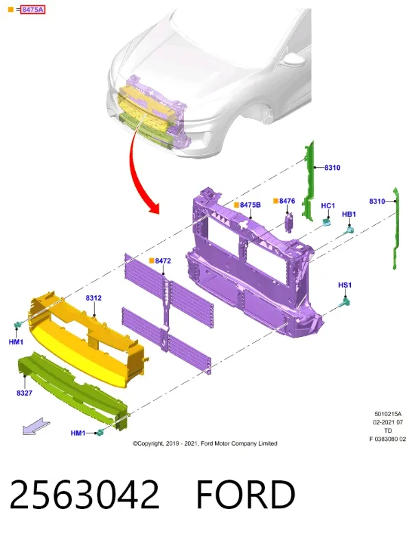Soporte de radiador 2563042 Ford