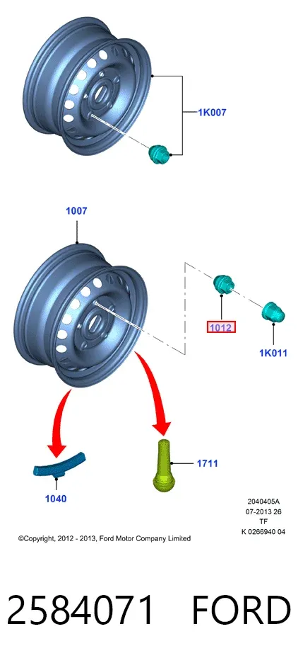 Tuercas de rueda 2584071 Ford