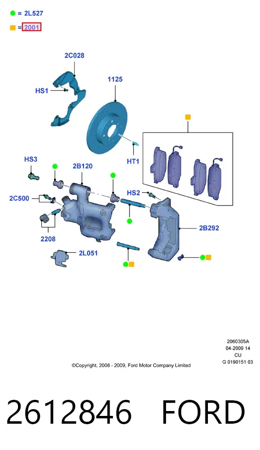 Pastillas de freno 2612846 Ford