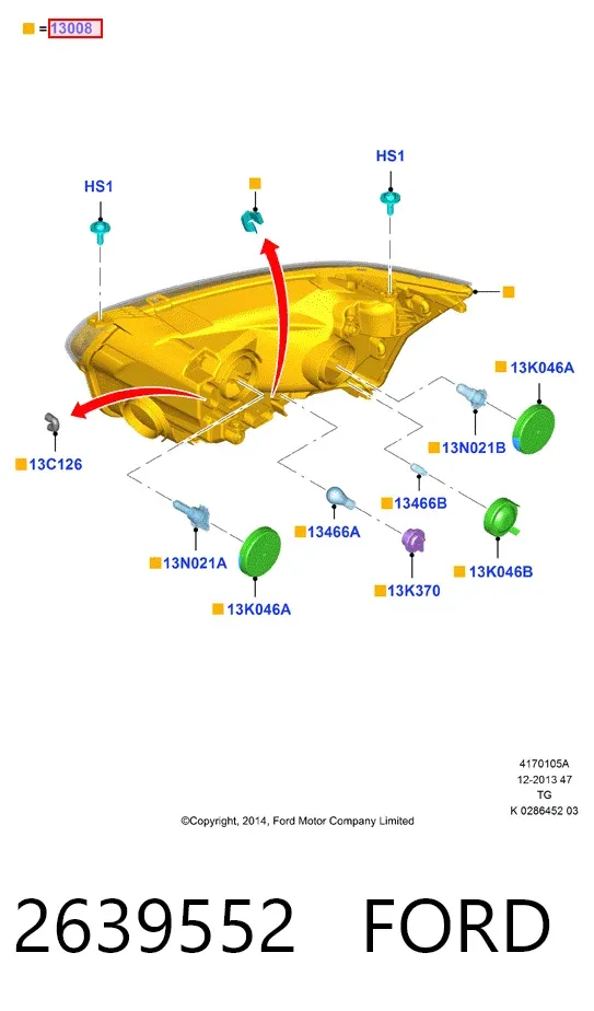 Faro izquierdo 2639552 Ford