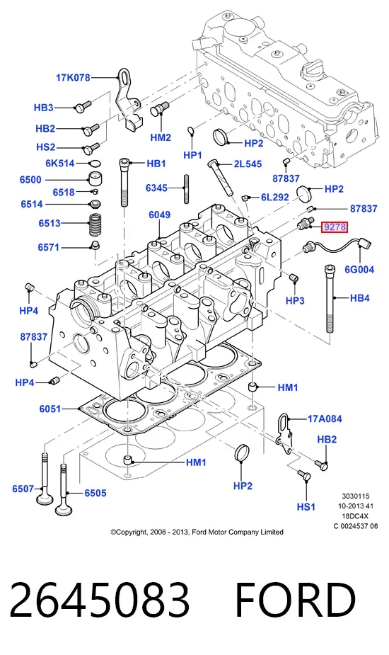 Sensor de presión de aceite 2645083 Ford