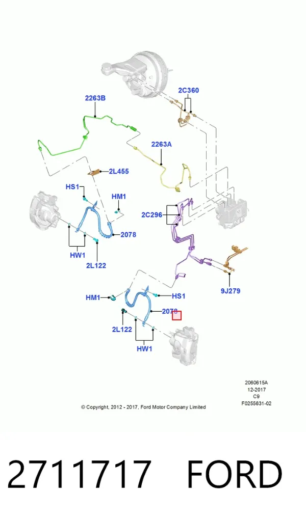 Latiguillos de freno delantero izquierdo 2711717 Ford
