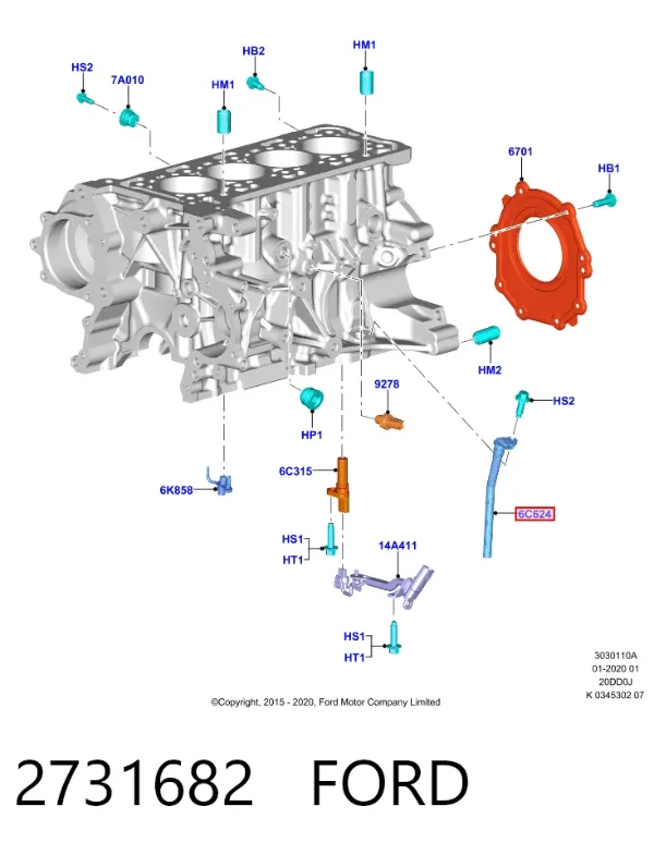 Sensor de nivel de aceite 2731682 Ford