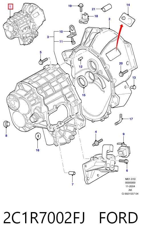 Caja de cambios 2C1R7002FJ Ford