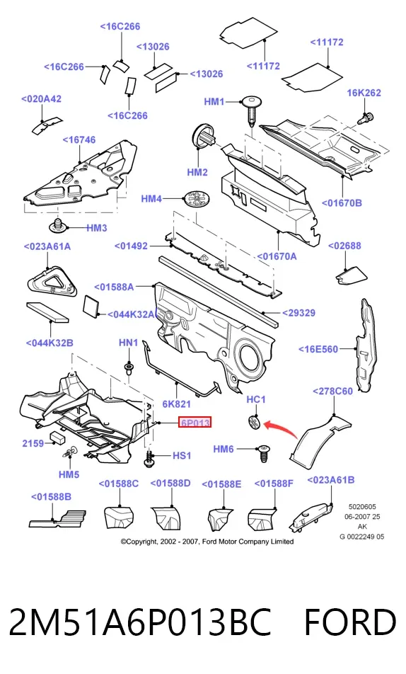 Protección motor / empotramiento 2M51A6P013BC Ford
