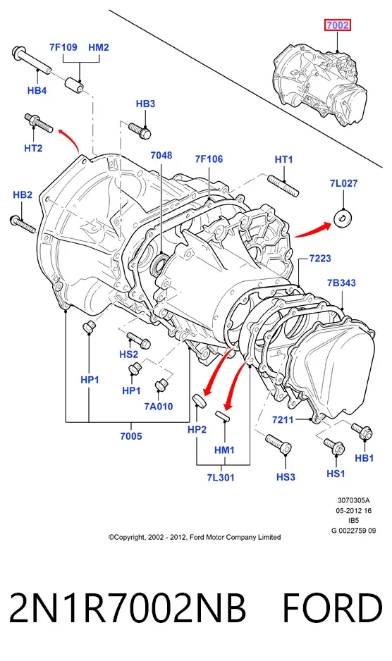 Caja de cambios 2N1R7002NB Ford