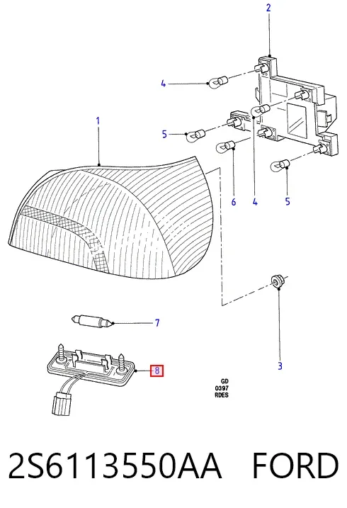 Luz matricula 2S6113550AA Ford