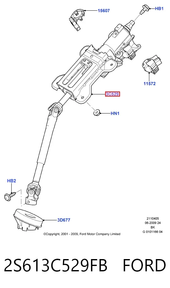 Columna dirección 2S613C529FB Ford