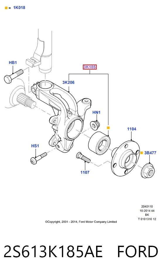 Mangueta delantera derecha 2S613K185AE Ford