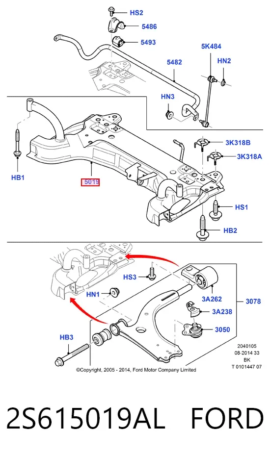 Puente delantero 2S615019AL Ford
