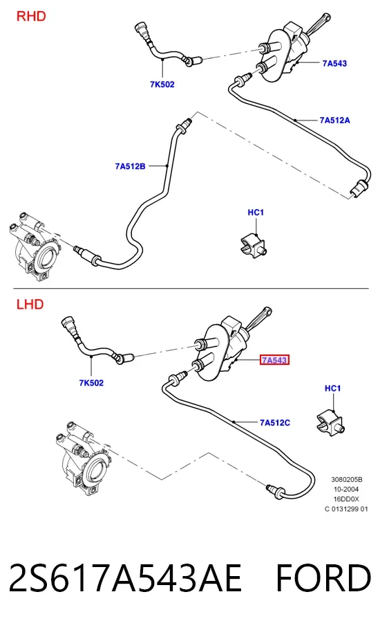 Cilindro maestro de embrague 2S617A543AE Ford