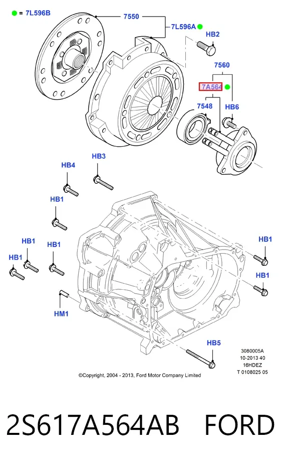 Desembrague central, embrague 2S617A564AB Ford