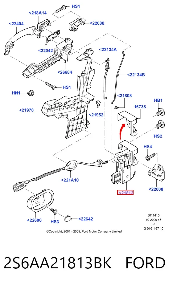 Cerradura 2S6AA21813BK Ford