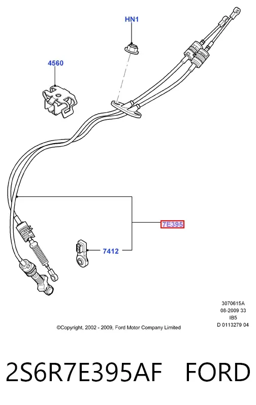 Cables de caja de cambios 2S6R7E395AF Ford