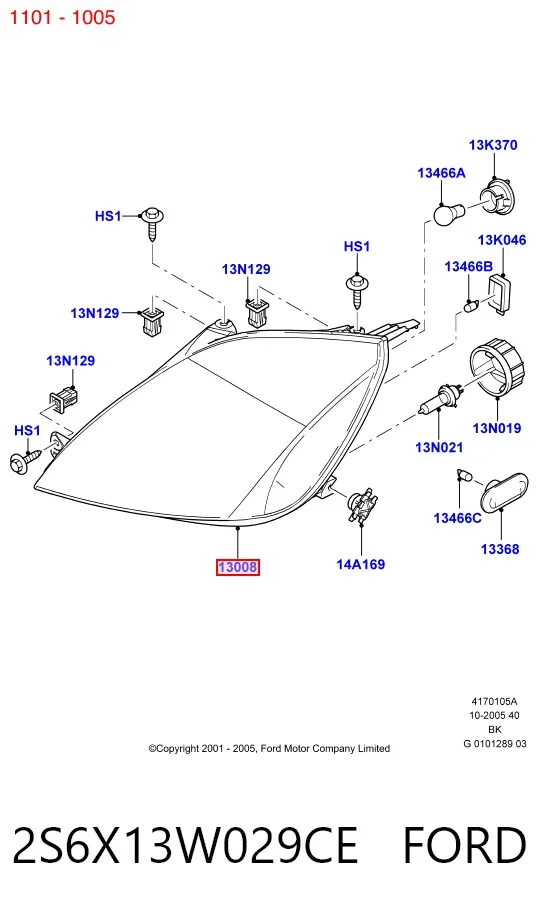 Faro derecho 2S6X13W029CE Ford