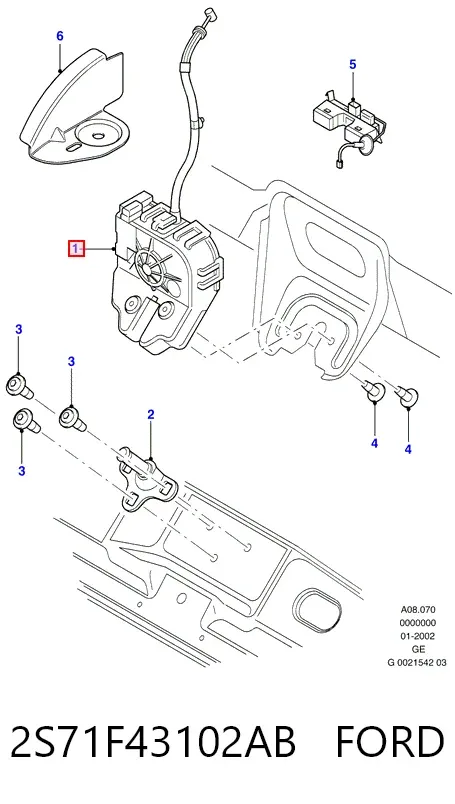 Cerradura de maletero 2S71F43102AB Ford