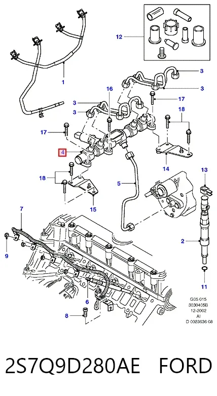 Rampa de combustible 2S7Q9D280AE Ford