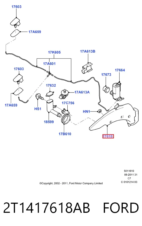 Depósito de limpiaparabrisas Ford Connect TC7