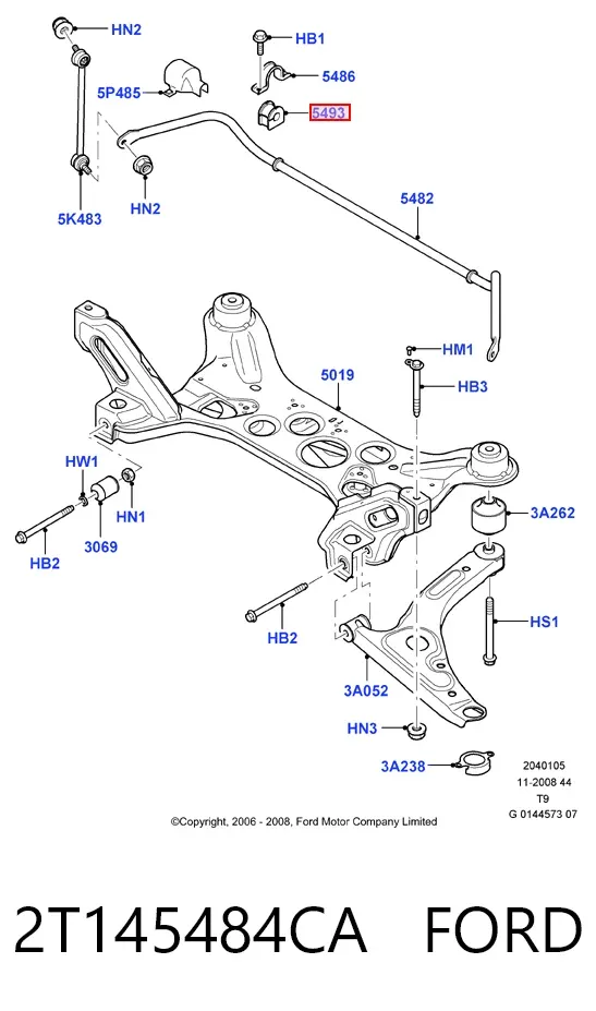 Buje de barra estabilizadora delantera 2T145484CA Ford