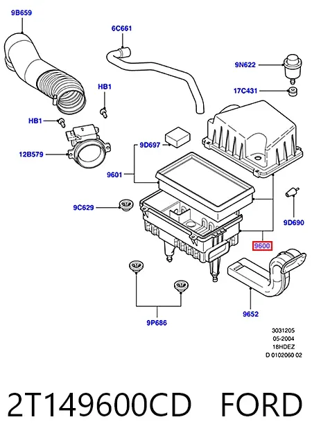 Caja del filtro de aire Ford Connect TC7