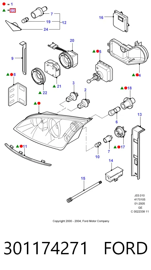 Faro izquierdo 301174271 Ford