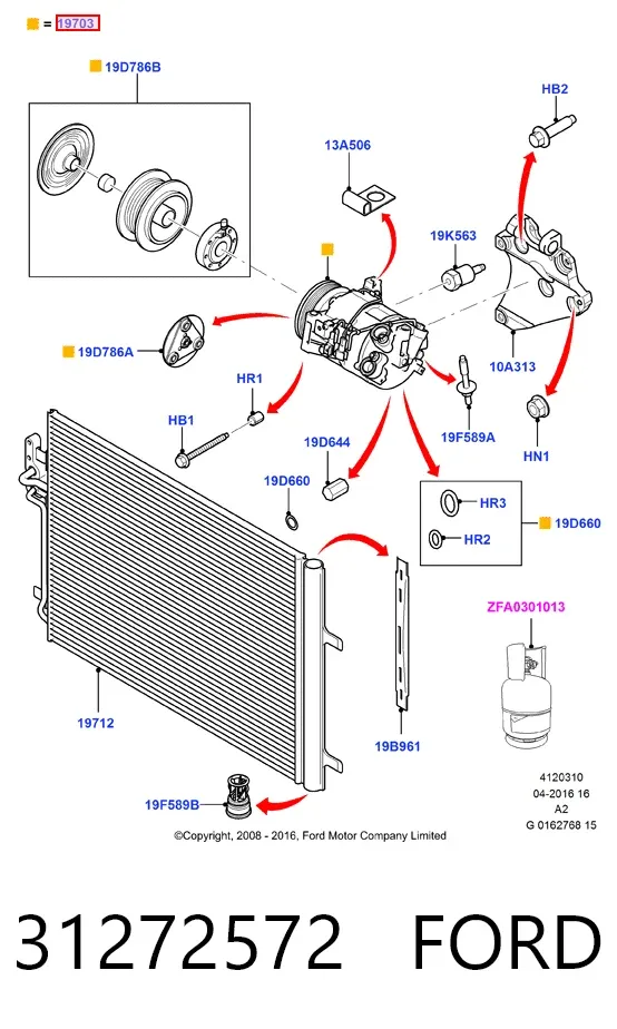 Compresor de aire acondicionado 31272572 Ford