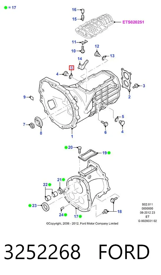 Junta del tapón del cárter de la transmisión automática 3252268 Ford