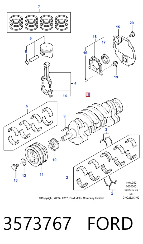 Cigüeñal 3573767 Ford