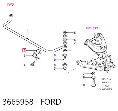 Buje de barra estabilizadora delantera 3665958 Ford