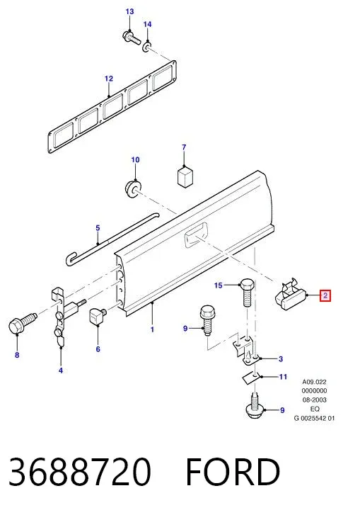 Tirador de puerta de maletero exterior 3688720 Ford