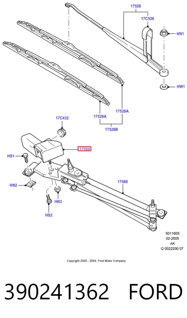 Motor limpiaparabrisas 390241362 Ford