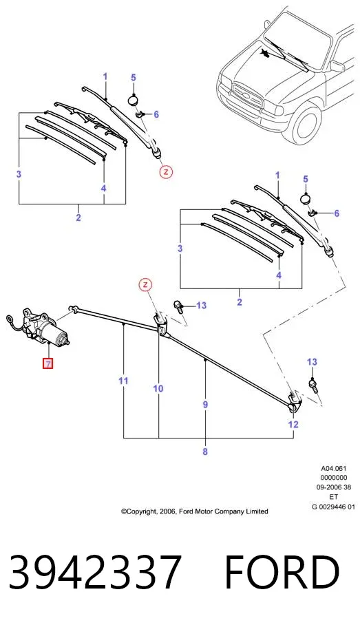Motor limpiaparabrisas Ford Ranger ET