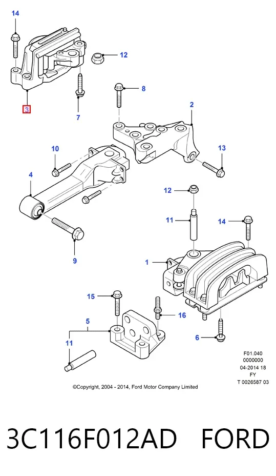 Soporte de motor derecho 3C116F012AD Ford